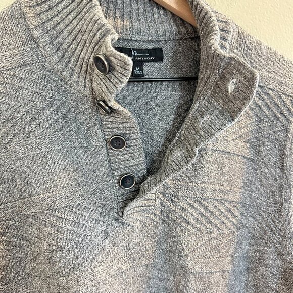 Marc Anthony Knit Sweater Mens Size Medium Gray Henley Button Alpaca Pullover - Picture 7 of 8